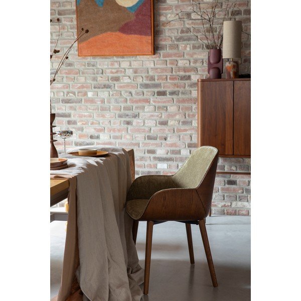 Sedia da pranzo verde in imbottito con braccioli Taylor – Dutchbone-image-1