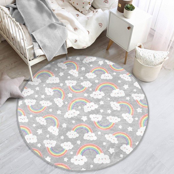 Tappeto grigio per bambini ø 120 cm Comfort - Mila Home-image-3