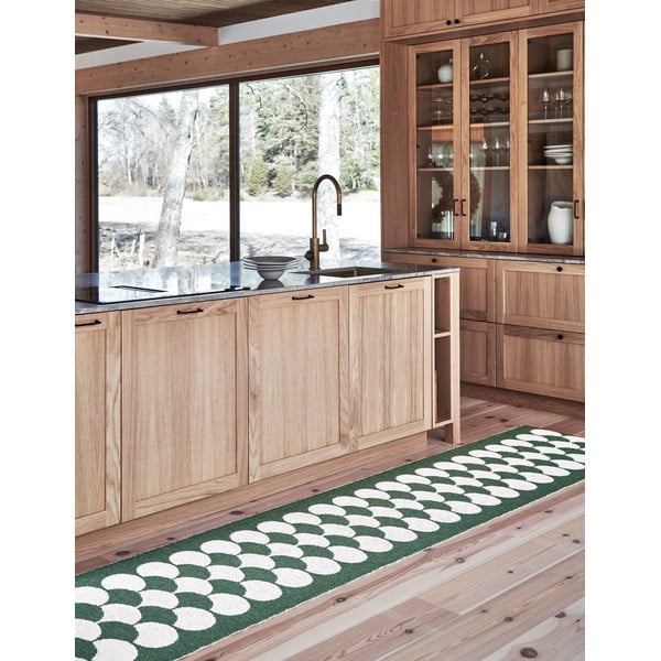 Passatoia da interno/esterno verde/color crema 70x250 cm Poppy Oregano – Pappelina-image-1