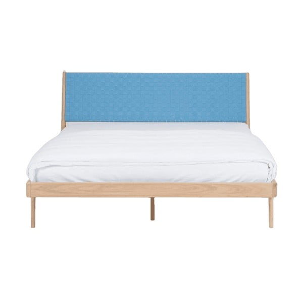 Letto matrimoniale in rovere blu/naturale 180x200 cm Fawn - Gazzda