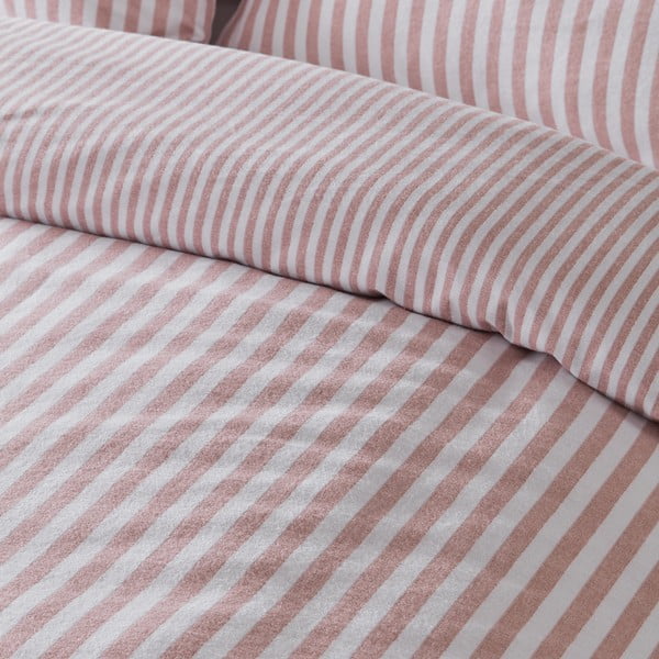 Biancheria da letto singola in flanella rosa 135x200 cm Stripe - Catherine Lansfield-image-4