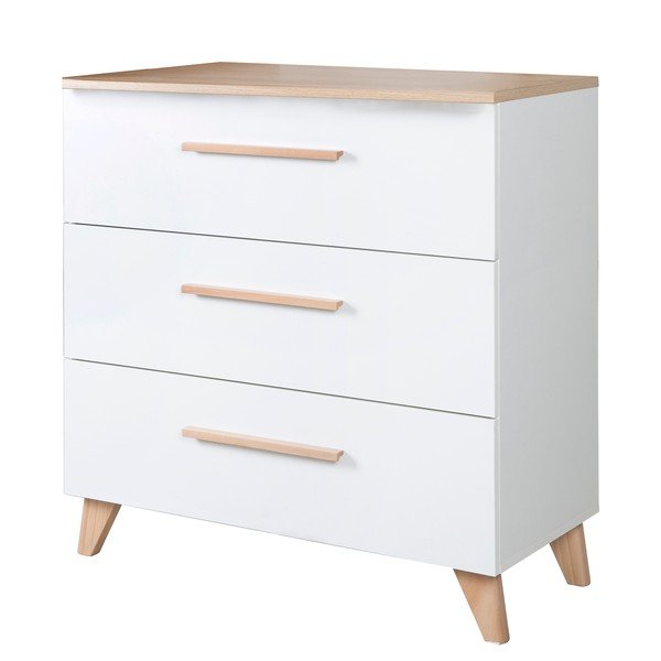 Cassettiera per bambini bianca con effetto rovere con fasciatoio 88,5x99x76 cm Léon – Roba-image-4