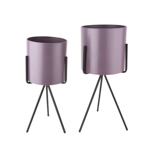 Set di 2 vasi da fiori in ferro viola su base Pedestal - PT LIVING