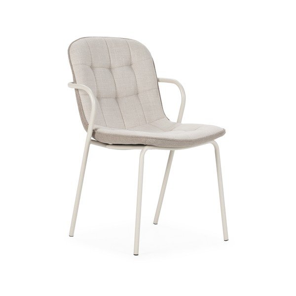 Sedia da pranzo beige imbottito con braccioli Angie – Marckeric