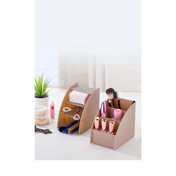 Organizzatore da bagno in plastica beige per cosmetici - Hermia-image-2
