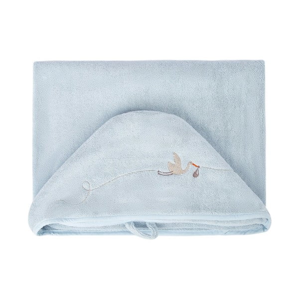 Asciugamano bambino in cotone blu con cappuccio 80x135 cm Bebemarin - Foutastic