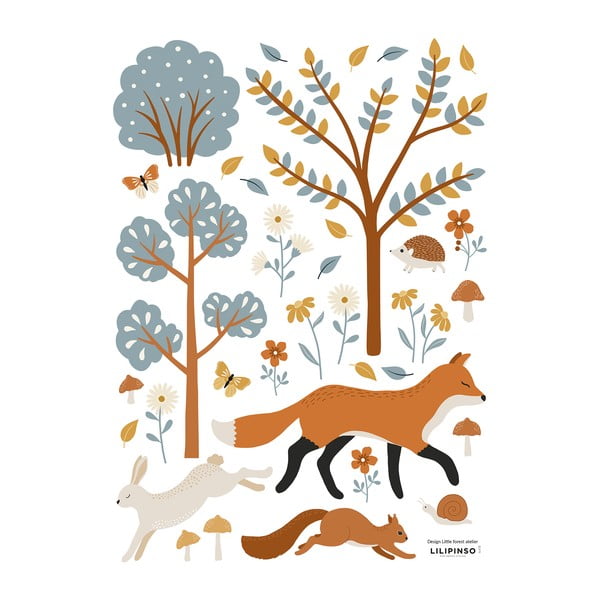 Foglio adesivo 30x42 cm Woodland Animals & Fox - Lilipinso