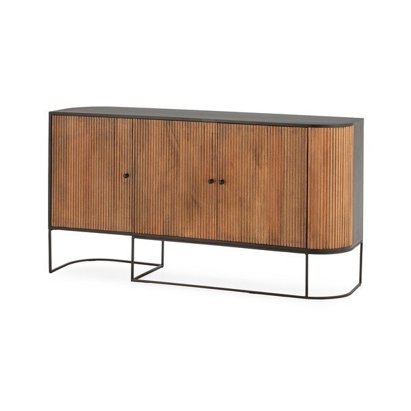 Credenza di colore naturale in mango massiccio 165x90x40 cm Curve – MOME-image-3
