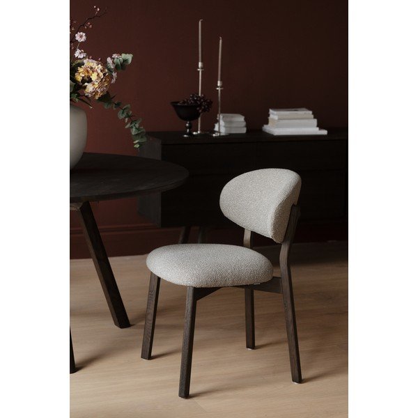Sedia da pranzo color crema/colore naturale scuro in rovere massiccio Patterson – Rowico-image-2