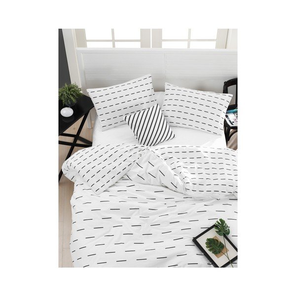 Lenzuolo matrimoniale con biancheria da letto in cotone ranforce Bianco, 200 x 220 cm Cubuk - Mijolnir
