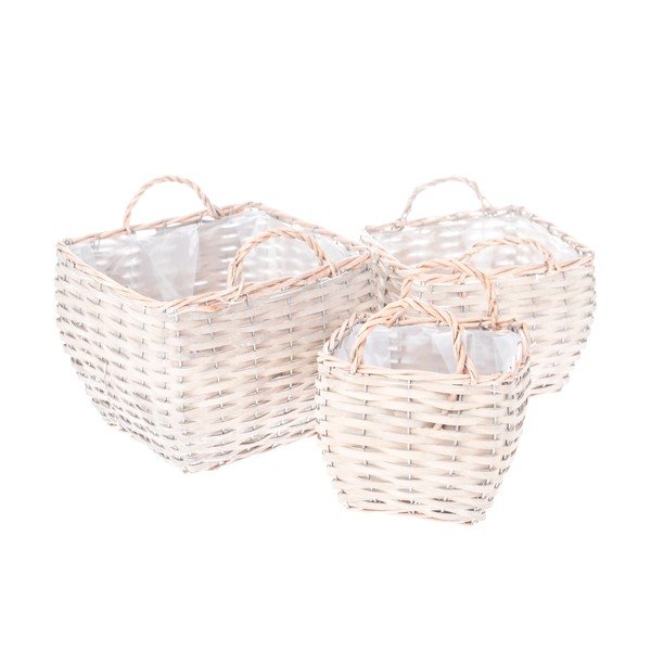 Set di 3 vasi in vimini naturale Square - Dakls