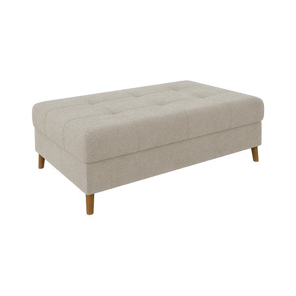 Poggiapiedi beige con rivestimento in bouclé Ariella – Ropez