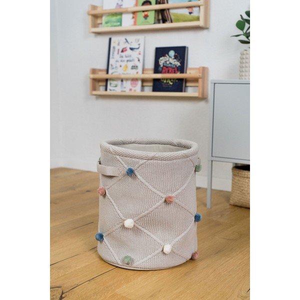 Cestino da bambini in tessuto marrone chiaro ø 30x35 cm Taupe - Kindsgut-image-4