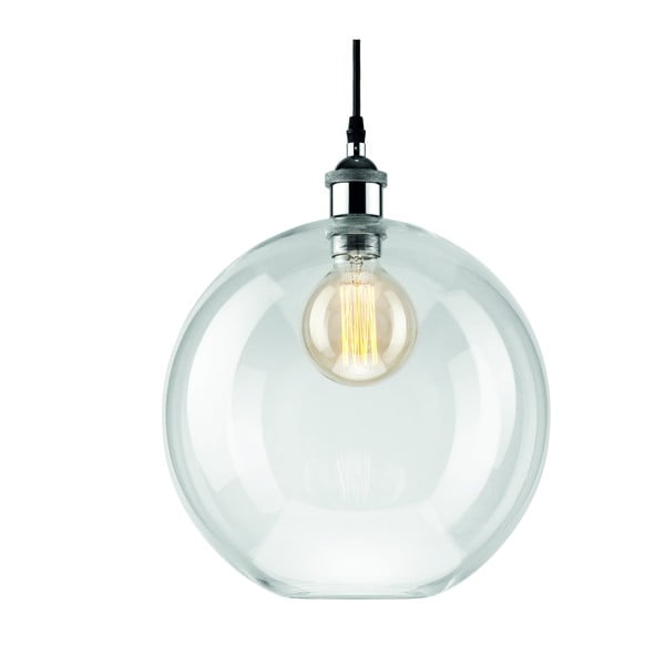 Lampadario nero con paralume in vetro ø 30 cm Silvia – LAMKUR-image-1