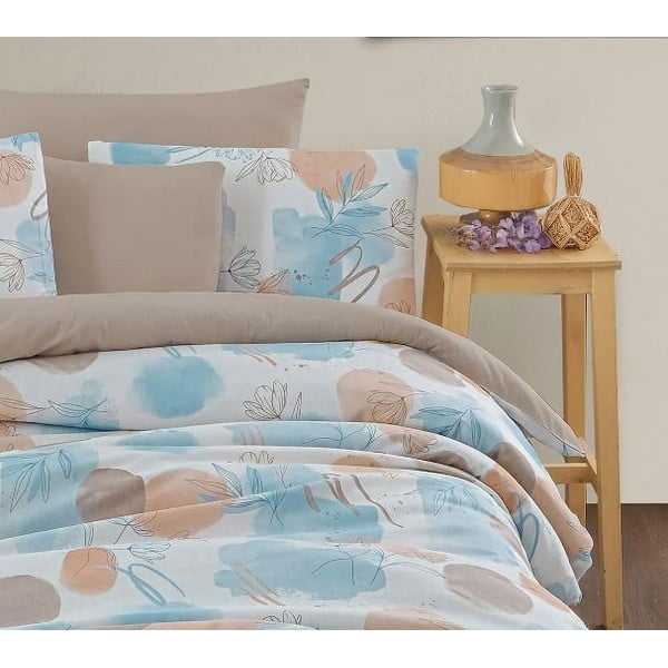 Biancheria da letto blu/marrone per letto matrimoniale/per letto prolungato con lenzuolo incluso/4 pz 200x220 cm Magnolia – Mila Home-image-3