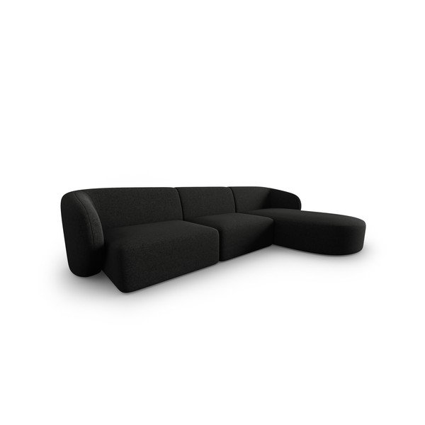Divano angolare nero (con penisola a destra/con chaise lounge) con rivestimento in ciniglia Paolo – Milo Casa-image-1