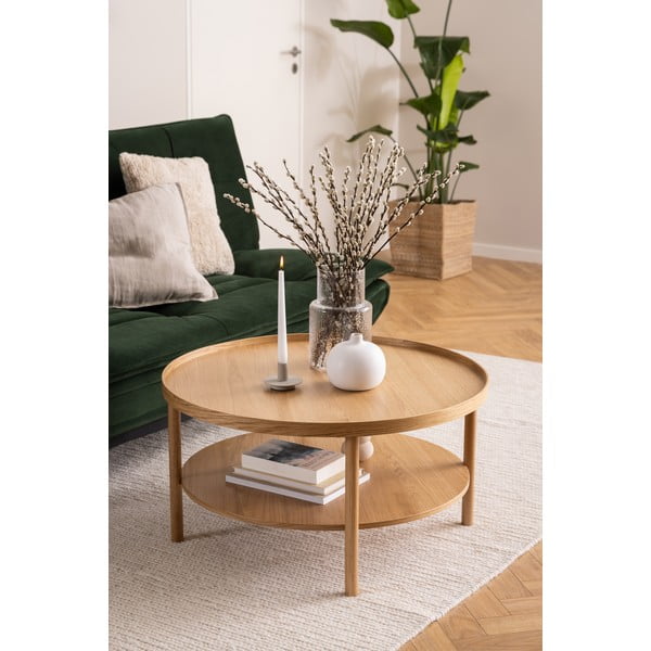 Tavolino rotondo in colore naturale con effetto rovere ø 80 cm Banbury - Actona-image-2