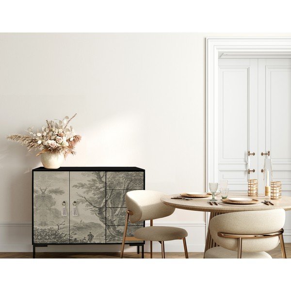 Cassettiera bassa nera e beige 113x84 cm Wilma - Really Nice Things-image-3