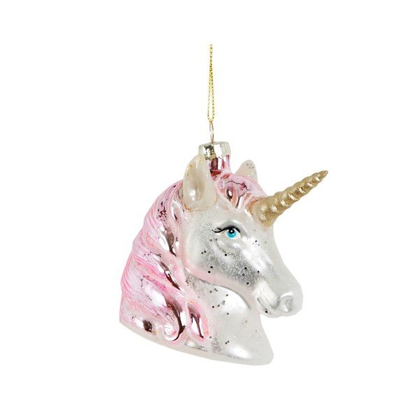 Decorazione per albero di natale in vetro fatta a mano 9 cm Pink Shimmer Unicorn – Sass & Belle