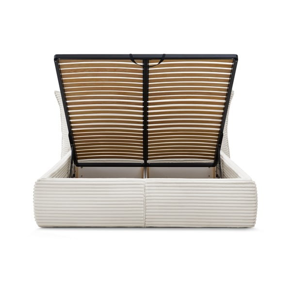 Letto matrimoniale imbottito color crema con contenitore con rete inclusa 160x200 cm Jade – Bobochic Paris-image-4