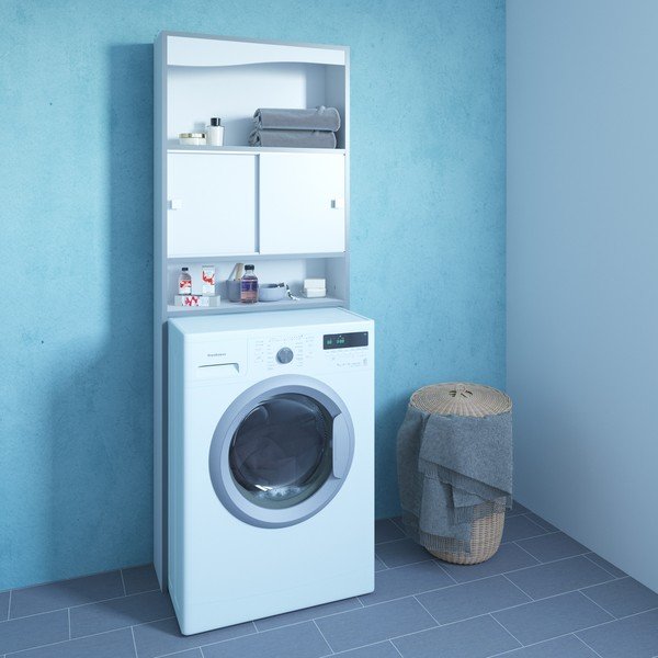 Mobile bianco sopra la lavatrice/WC 64x177 cm Surf - TemaHome-image-1