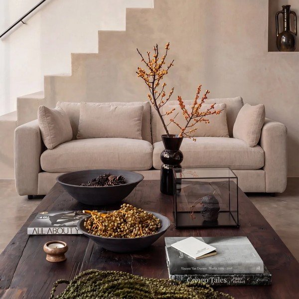Divano beige con rivestimento in ciniglia 240 cm Chunky – vtwonen-image-2