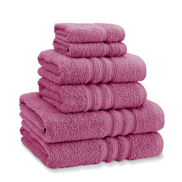 Set di asciugamani per viso e corpo tipo terry rosa scuro in cotone 6 pz Zero Twist – Catherine Lansfield