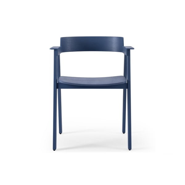 Sedia da pranzo blu in rovere massiccio con braccioli Flip – Gazzda-image-2