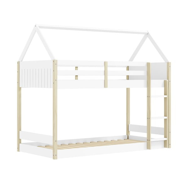 Letto da bambini a forma di casa/a castello bianco/di colore naturale 90x190 cm Valka – Marckeric