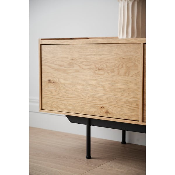 Tavolo TV in rovere di colore naturale 160x56 cm Brewerton - Rowico-image-4