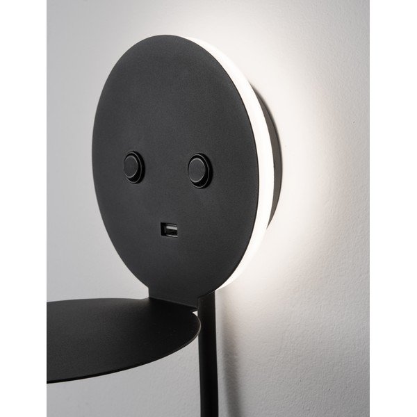 Lampada da parete LED nera in alluminio con struttura flessibile/con porta USB Eclip – Nova Luce-image-2