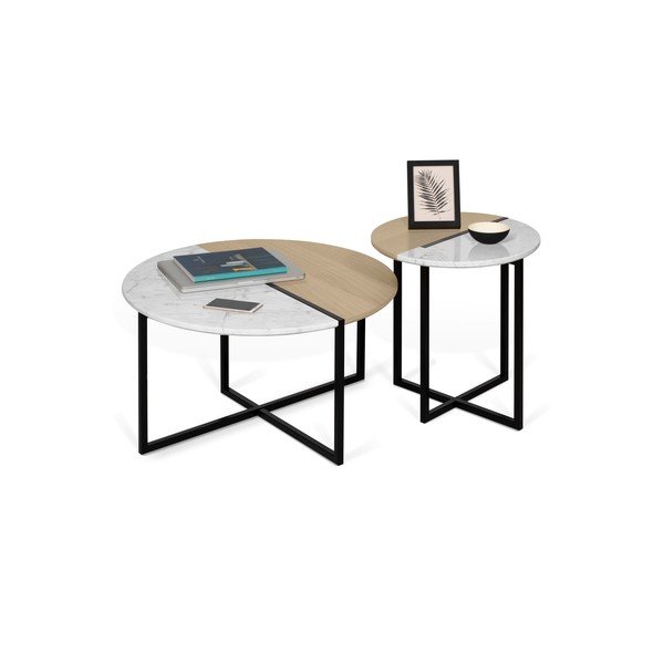 Tavolino rotondo con piano in rovere ø 50 cm Sonata - TemaHome-image-2
