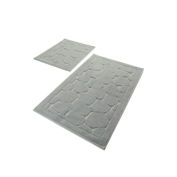 Set di 2 tappeti da bagno in cotone grigio Chilai Parma - Foutastic