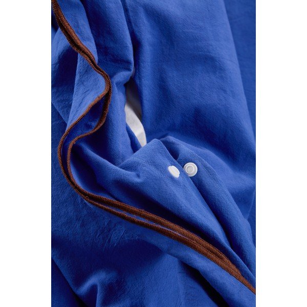 Set copripiumino e federa blu/marrone in percalle di cotone per letto singolo 140x200 cm Pivot – Jotex-image-4
