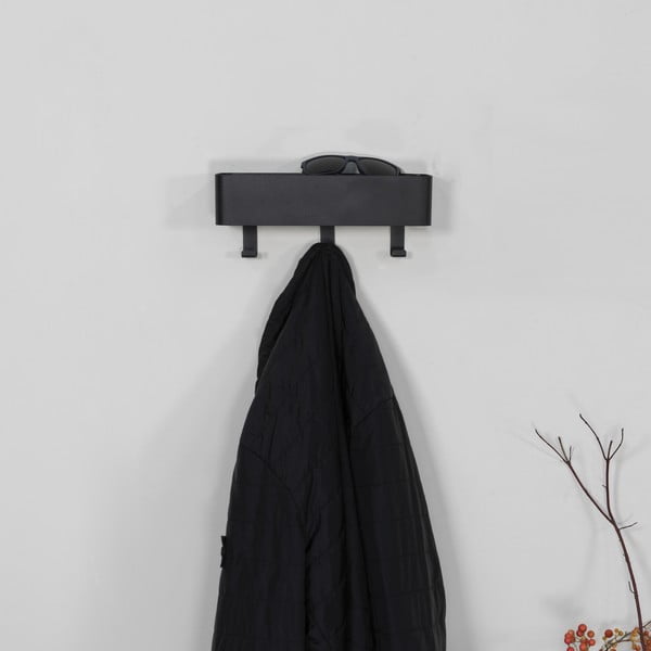 Attaccapanni da parete nero in metallo con scaffale 27 cm Dax Play – Spinder Design-image-1