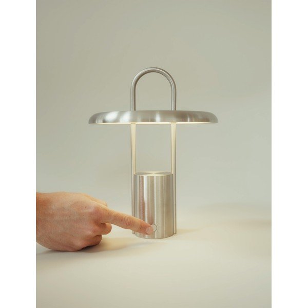 Lampada da tavolo LED argentata in acciaio inox con intensità regolabile (altezza totale 25 cm) Pier – Stelton-image-3