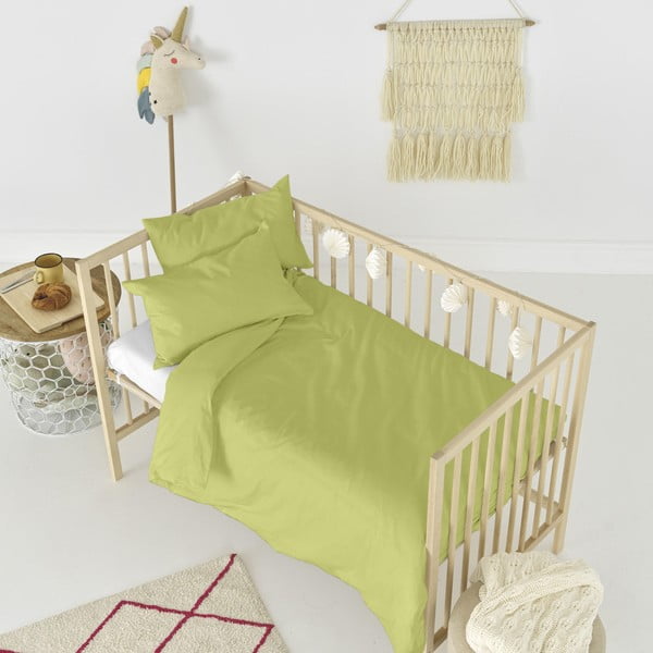 Biancheria da letto in cotone verde baby , 100 x 120 cm Basic - Happy Friday-image-3
