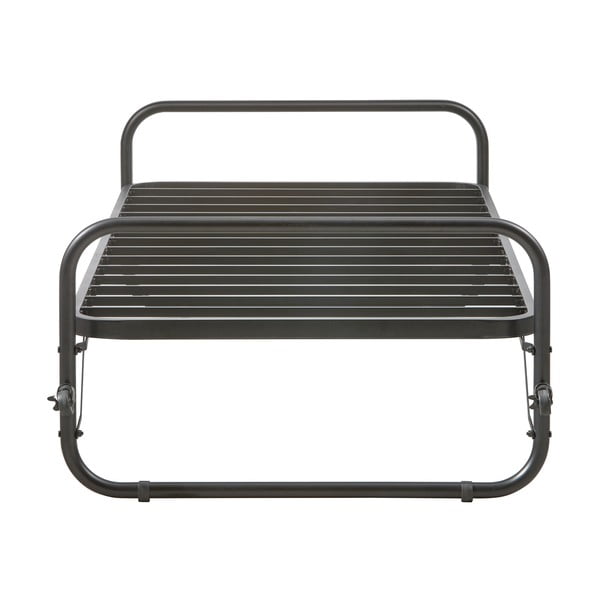 Letto singolo nero in metallo pieghevole con rete inclusa 90x200 cm Lucy – WOOOD-image-2
