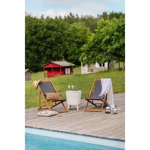 Sdraio da giardino pieghevole grigia in legno di acacia Deck - Bonami Essentials-image-1