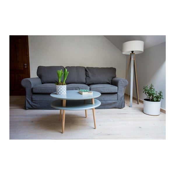 Tavolino grigio chiaro con gambe naturali UFO, Ø 70 cm Ufo - Ragaba-image-4