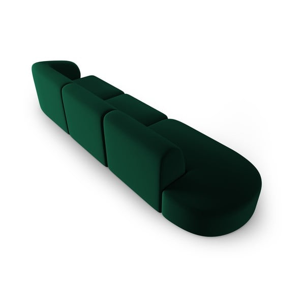 Divano verde con penisola a destra con rivestimento in velluto 311 cm Paolo – Milo Casa-image-3