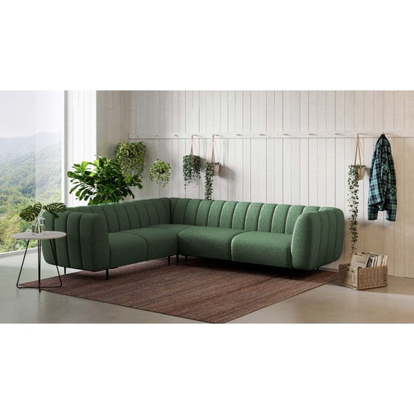 Divano angolare in verde scuro (con penisola a sinistra/a L) Shel – Ghado-image-1