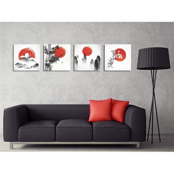 Quadri in set di 4 pezzi 30x30 cm Zen - Wallity-image-1