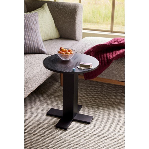 Tavolino rotondo con effetto rovere ø 45 cm Koohi – Hübsch-image-1