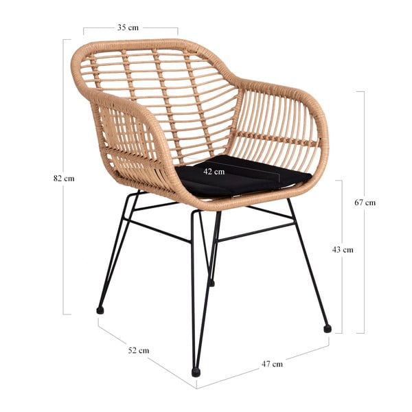Set di 2 sedie da giardino in rattan artificiale Trieste - House Nordic-image-4
