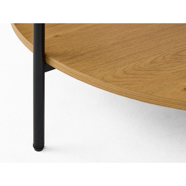 Tavolino da salotto rotondo di colore naturale con piano in vetro ø 84 cm Hassel – Unique Furniture-image-4