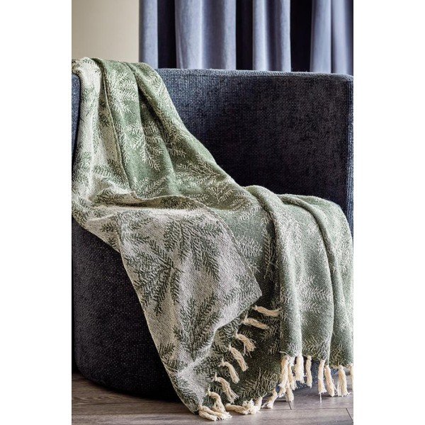 Coperta verde scuro in cotone riciclato 130x160 cm Gabriela – Bloomingville-image-1