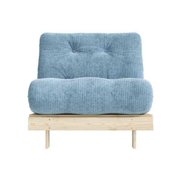 Poltrona stile futon azzurra allungabile con rivestimento in velluto a coste Roots – Karup-image-4