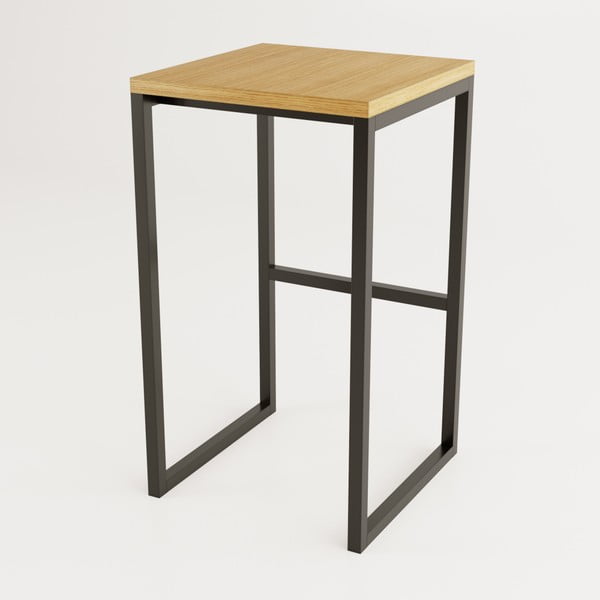 Sedia da bar nera/di colore naturale con effetto rovere Frame – Woodman-image-2