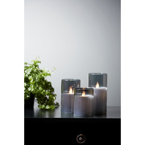 Candela di cera a LED grigia in vetro, altezza 12,5 cm M-Twinkle - Star Trading-image-4